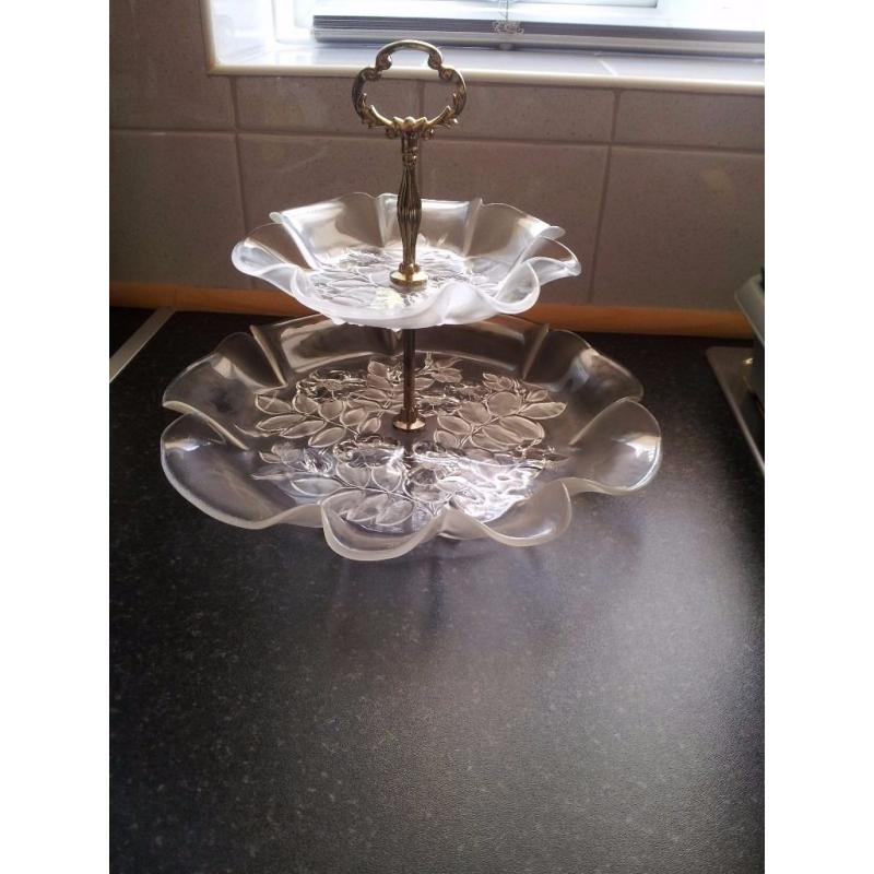 Walther Glass 2 Tier Server/Cake Stand