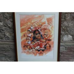 Large Limited Edition Print Commerating 50 Years of Ferrari Racing by Craig Warwick Signed & Framed