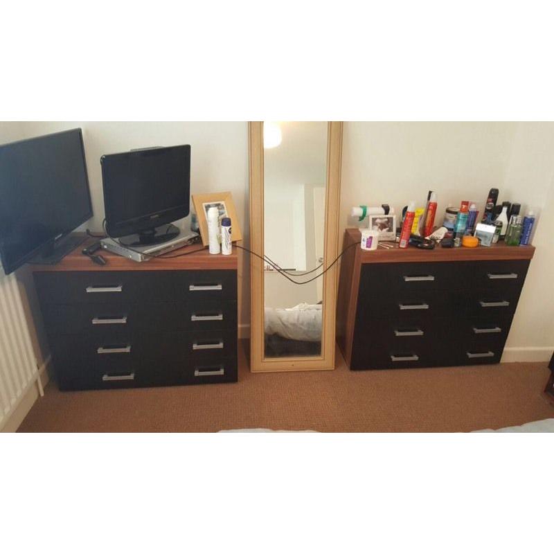 2 x wooden chest of drawers