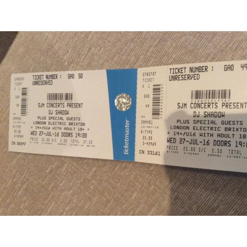 DJ Shadow plus guests Electric Brixton London 27/07 sold out