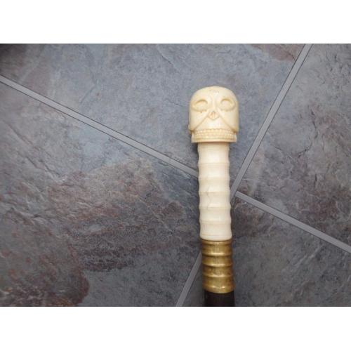 COLLECTIBLE VINTAGE? wooden walking stick with bovine bone skull handle