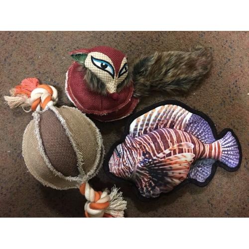 squeaky stuffed soft toys for all size dogs. Quality canvas and cotton.
