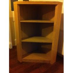 Oak colour corner shelving unit\bookcase. Very good condition, solid piece of furniture.