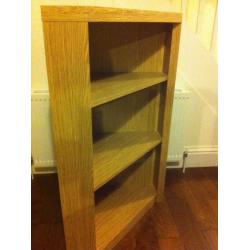 Oak colour corner shelving unit\bookcase. Very good condition, solid piece of furniture.