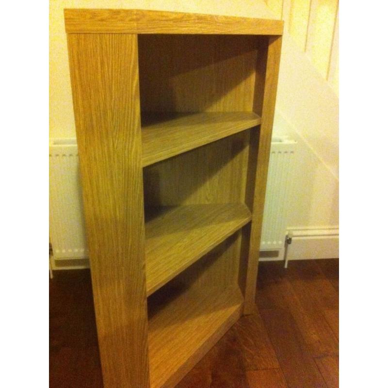 Oak colour corner shelving unit\bookcase. Very good condition, solid piece of furniture.