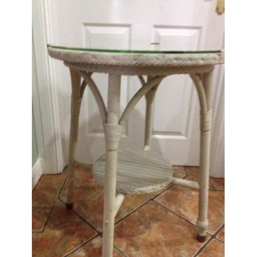 Wicker Side Table - Glass Top - Can Deliver