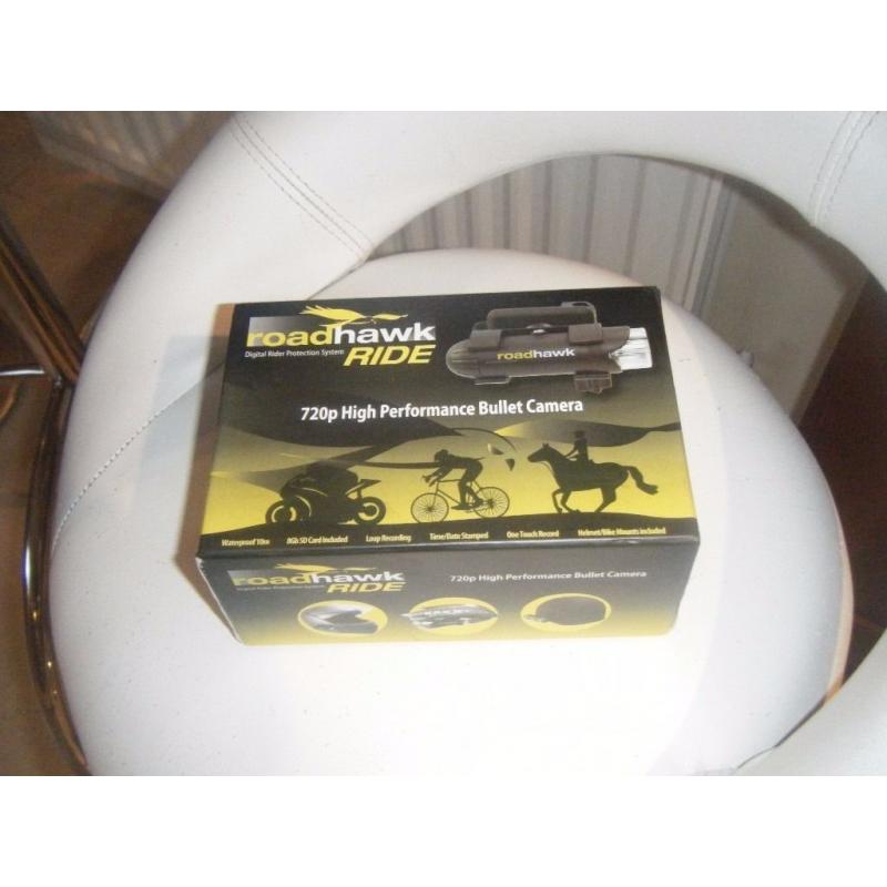 ROADHAWK RIDE. WATERPROOF MOTORCYCLE, CAR, HORSE & BICYCLE CAMERA. CAN POST