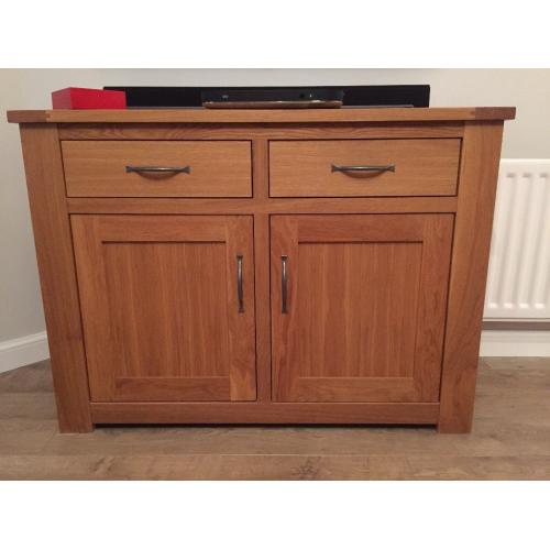 Solid Light Oak small Sideboard & matching nest of tables