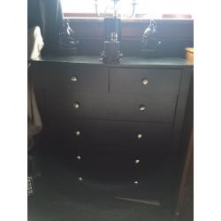 Black dressing table and 2 bedside units