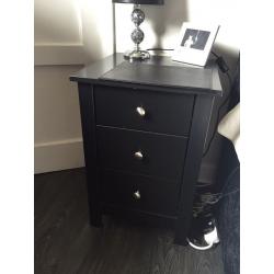 Black dressing table and 2 bedside units