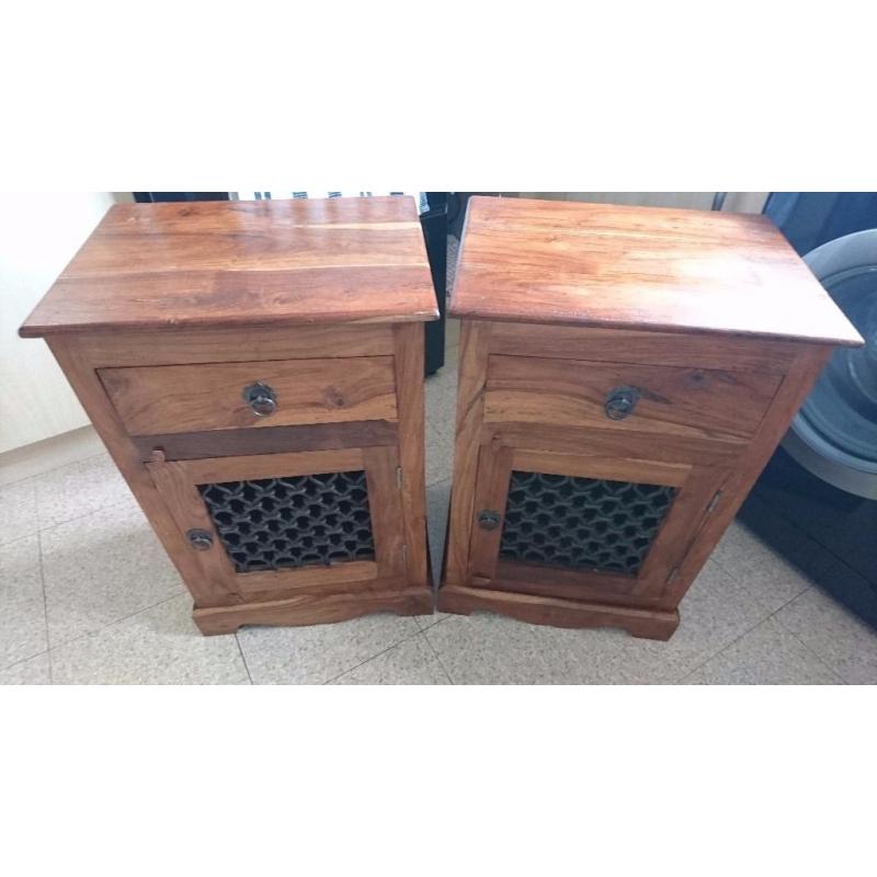 Bedside cabinets sheesham rustic look