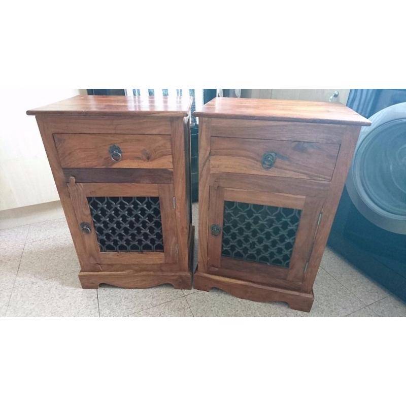 Bedside cabinets sheesham rustic look