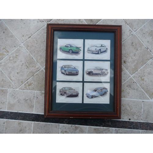 Wooden framed print of 6 Porsche cars
