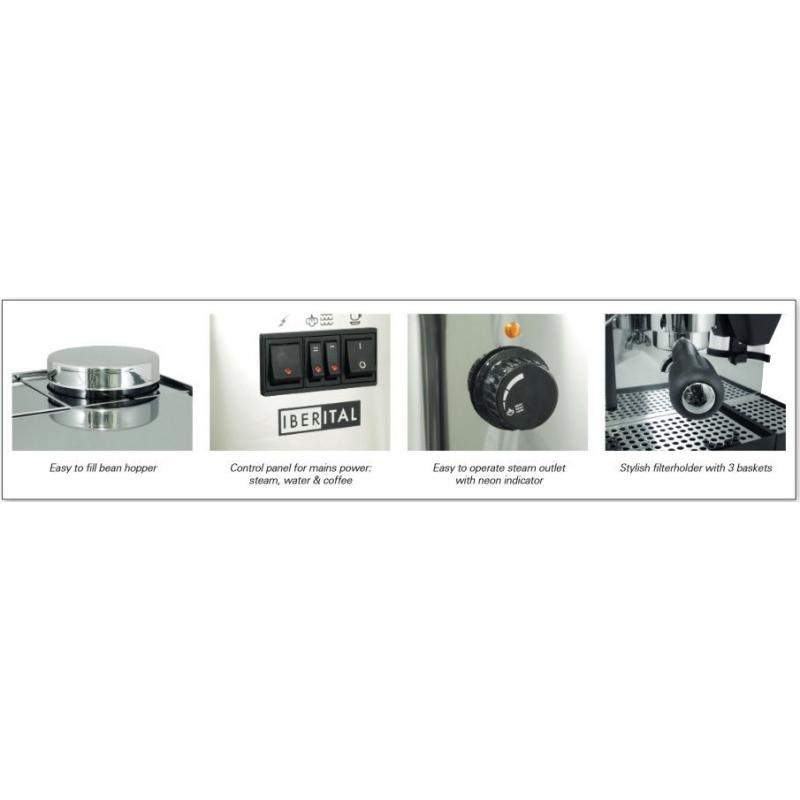 Iberital Domestic Espresso Machine with Inbuilt Grinder