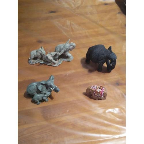 Collection of various elephant figures