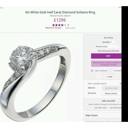White gold diamond engagement ring