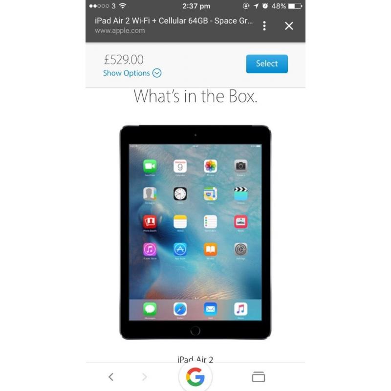 Brand New iPad Air 2 64GB WiFi + 4G (unopened)