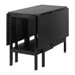 Black space saving drop leaf 4 seater dining table + 2 folding chairs