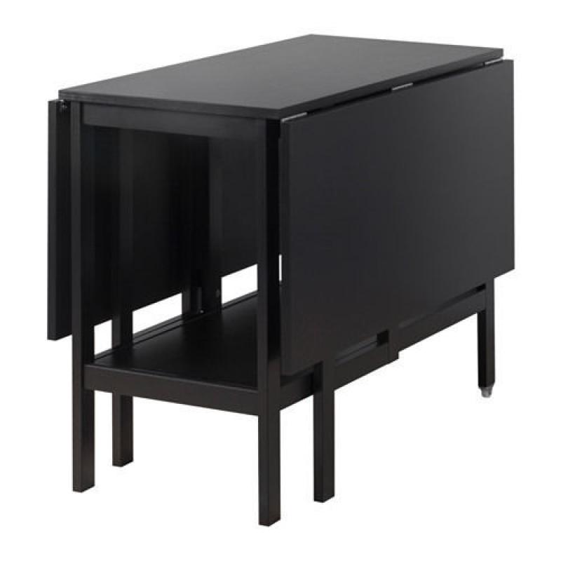 Black space saving drop leaf 4 seater dining table + 2 folding chairs