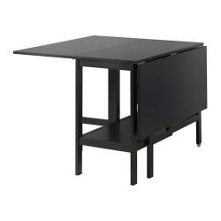 Black space saving drop leaf 4 seater dining table + 2 folding chairs