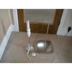MODERN SILVER BASE STANDARD LAMP AND MATCHING TABLE LAMP