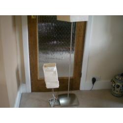MODERN SILVER BASE STANDARD LAMP AND MATCHING TABLE LAMP