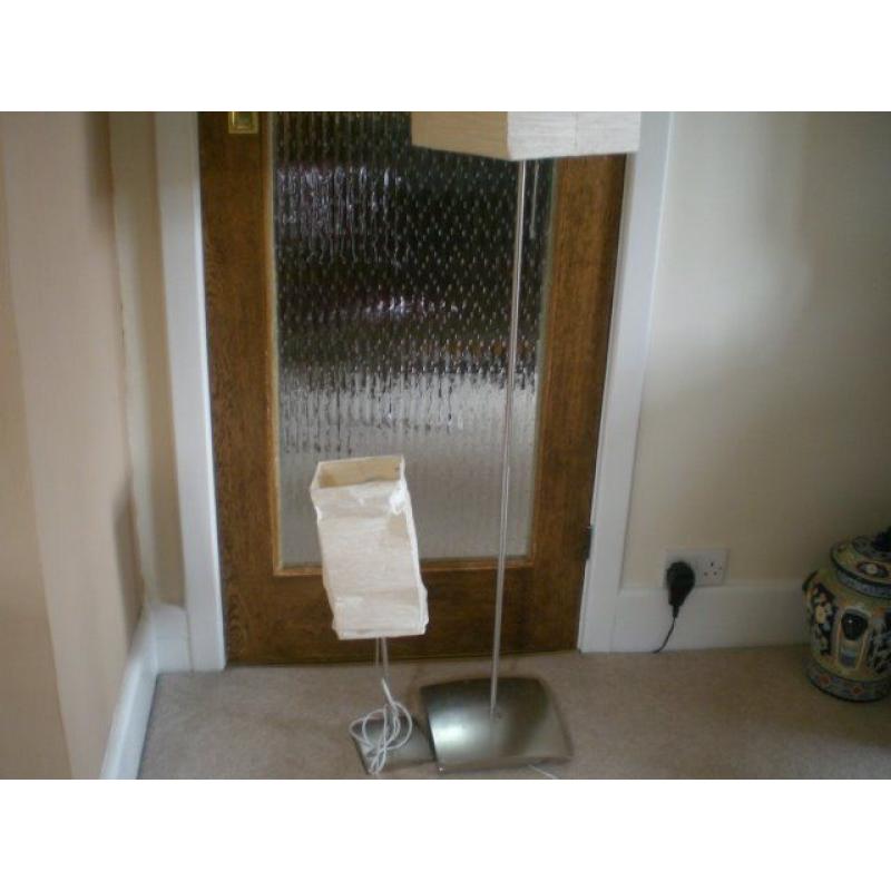 MODERN SILVER BASE STANDARD LAMP AND MATCHING TABLE LAMP