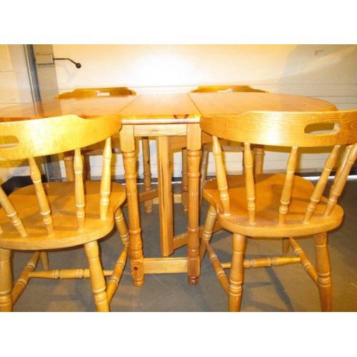 SOLID PINE GATE LEG FOLDING DINING TABLE WITH FOUR FARMHOUSE STYLE CHAIRS FREE DELIVERY