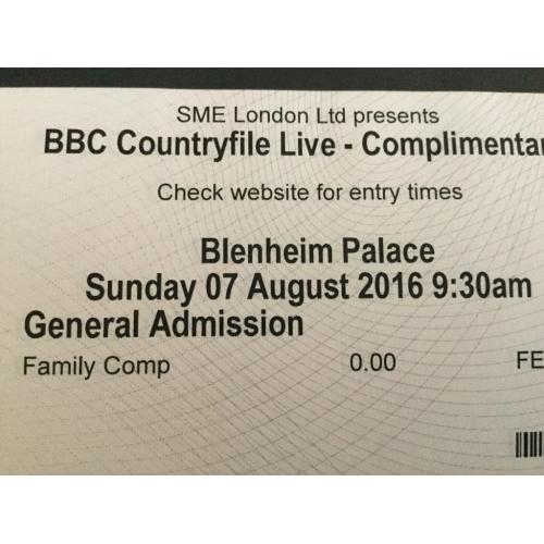 COUNTRYFILE LIVE AT BLENHEIM PALACE FAMILY TICKET SUN 5th AUG NOW ONLY £15