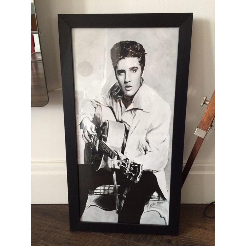 Framed print of Elvis Presley. 55cm X 19.5cm