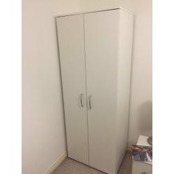 White wardroabe and two bedside cabinets