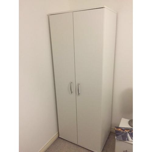 White wardroabe and two bedside cabinets