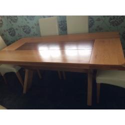 Teak and walnut dining room table and 6 chairs ex Gillies Broughty Ferry