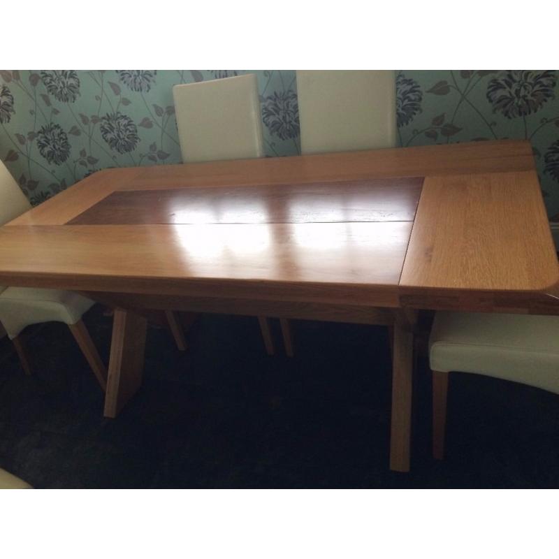 Teak and walnut dining room table and 6 chairs ex Gillies Broughty Ferry