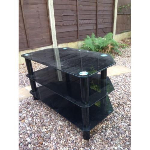 Black glass TV stand