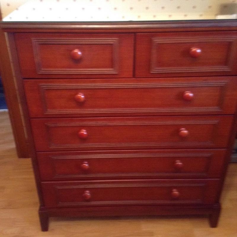 For sale glass top chest drawers