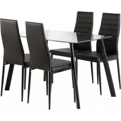 BRAND NEW abbey dinning set with 4 and 6 chairs in leather finish. tempered glass