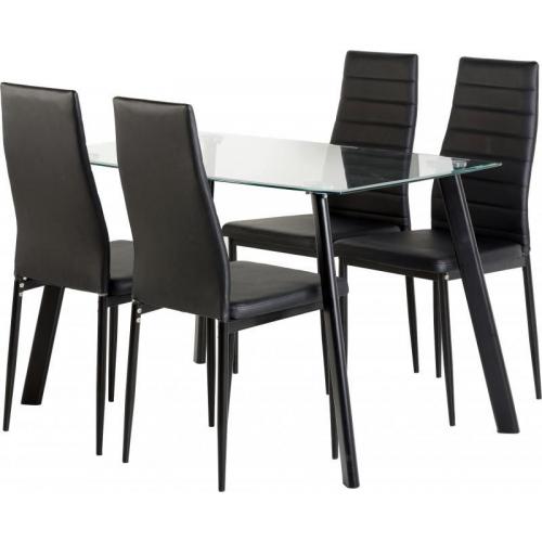 BRAND NEW abbey dinning set with 4 and 6 chairs in leather finish. tempered glass