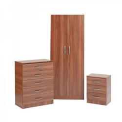 Fully Assembled 2 Door Wardrob Set with Chest of Drawer and Bedside BRAND NEW