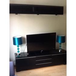 Black gloss tv unit and wall unit