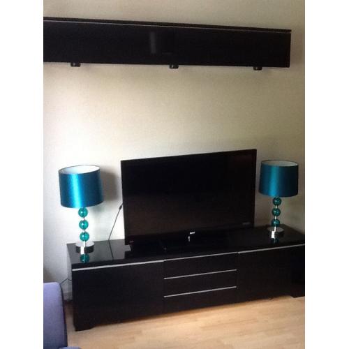 Black gloss tv unit and wall unit