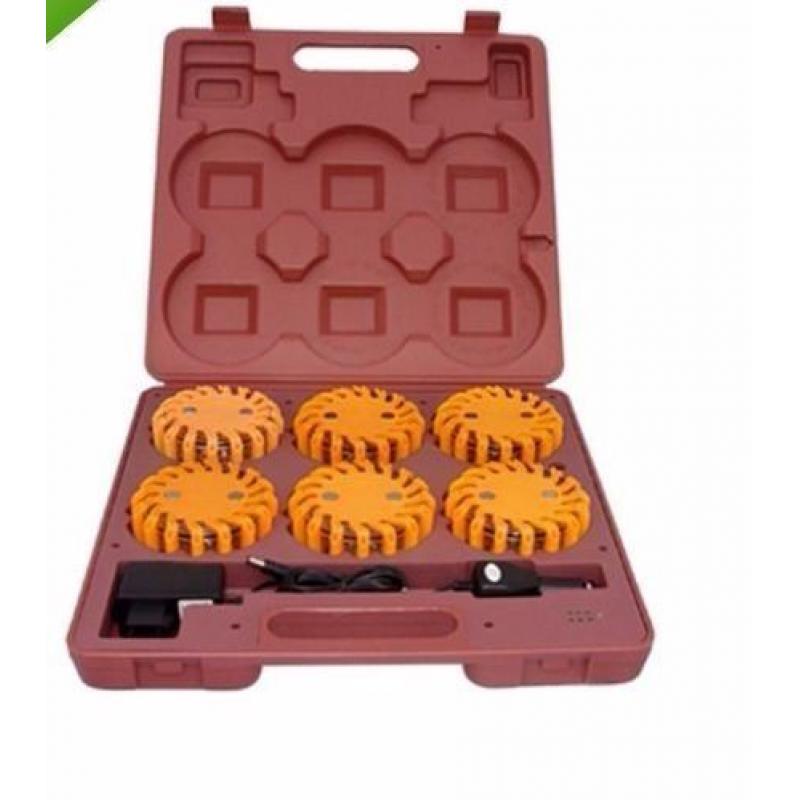Megaflare 6-Pack, Emergency Recovery Flashing Warning Flare Lights Beacon, Recharges from cab