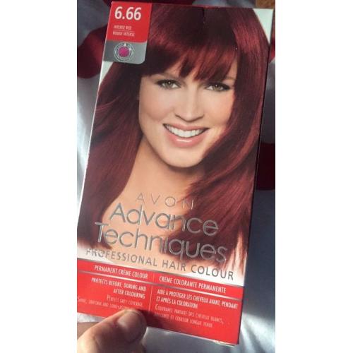 2x intense red Avon hair dye.