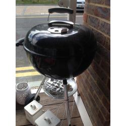 Glass Patio Table and 6 Chairs and Weber Smokey Joe BBQ Grill