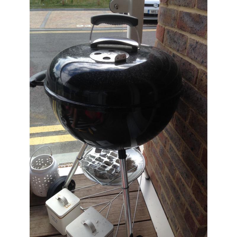 Glass Patio Table and 6 Chairs and Weber Smokey Joe BBQ Grill