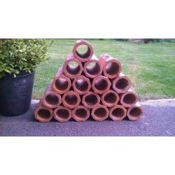 19 Terracotta Land Drain Pipes - Garden Ornament/Wine Rack