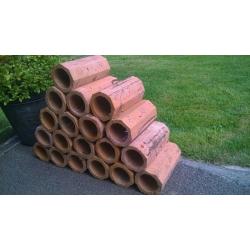 19 Terracotta Land Drain Pipes - Garden Ornament/Wine Rack