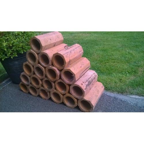 19 Terracotta Land Drain Pipes - Garden Ornament/Wine Rack