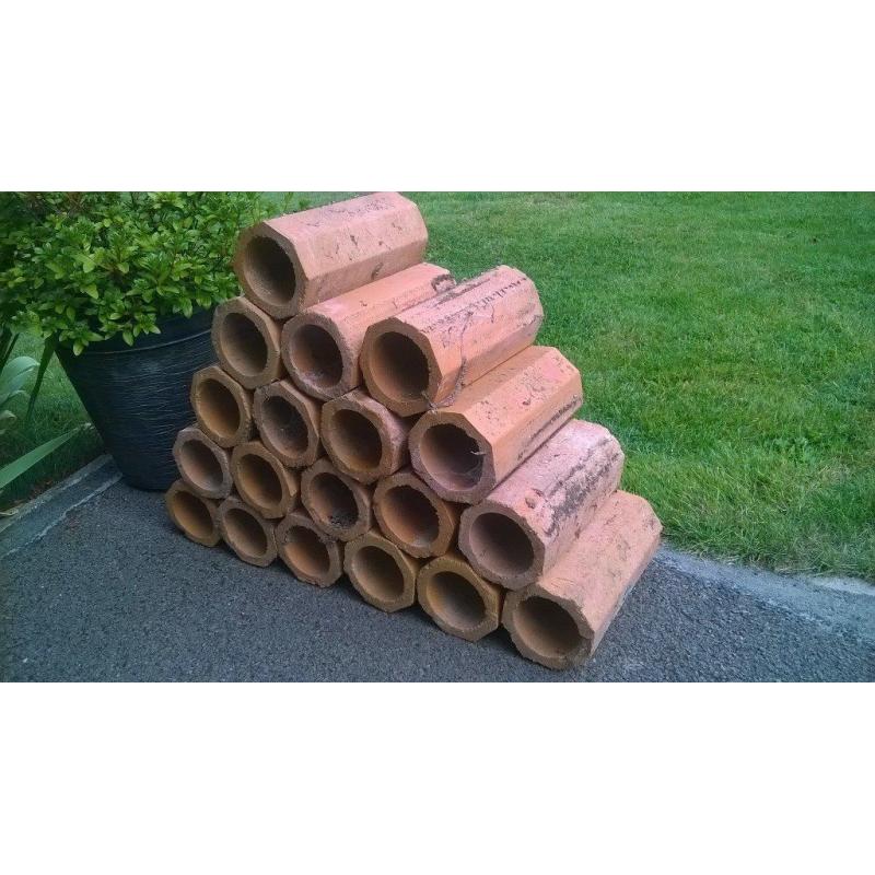 19 Terracotta Land Drain Pipes - Garden Ornament/Wine Rack