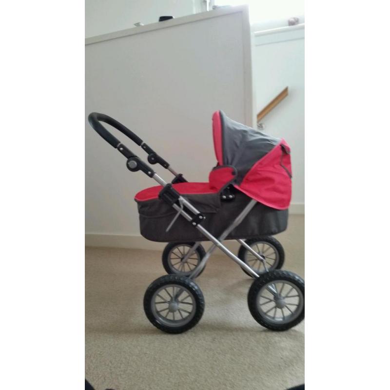 Girls Toy Pram - Silver Cross